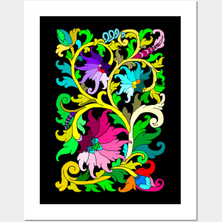 colourfull classic floral carved object Posters and Art
